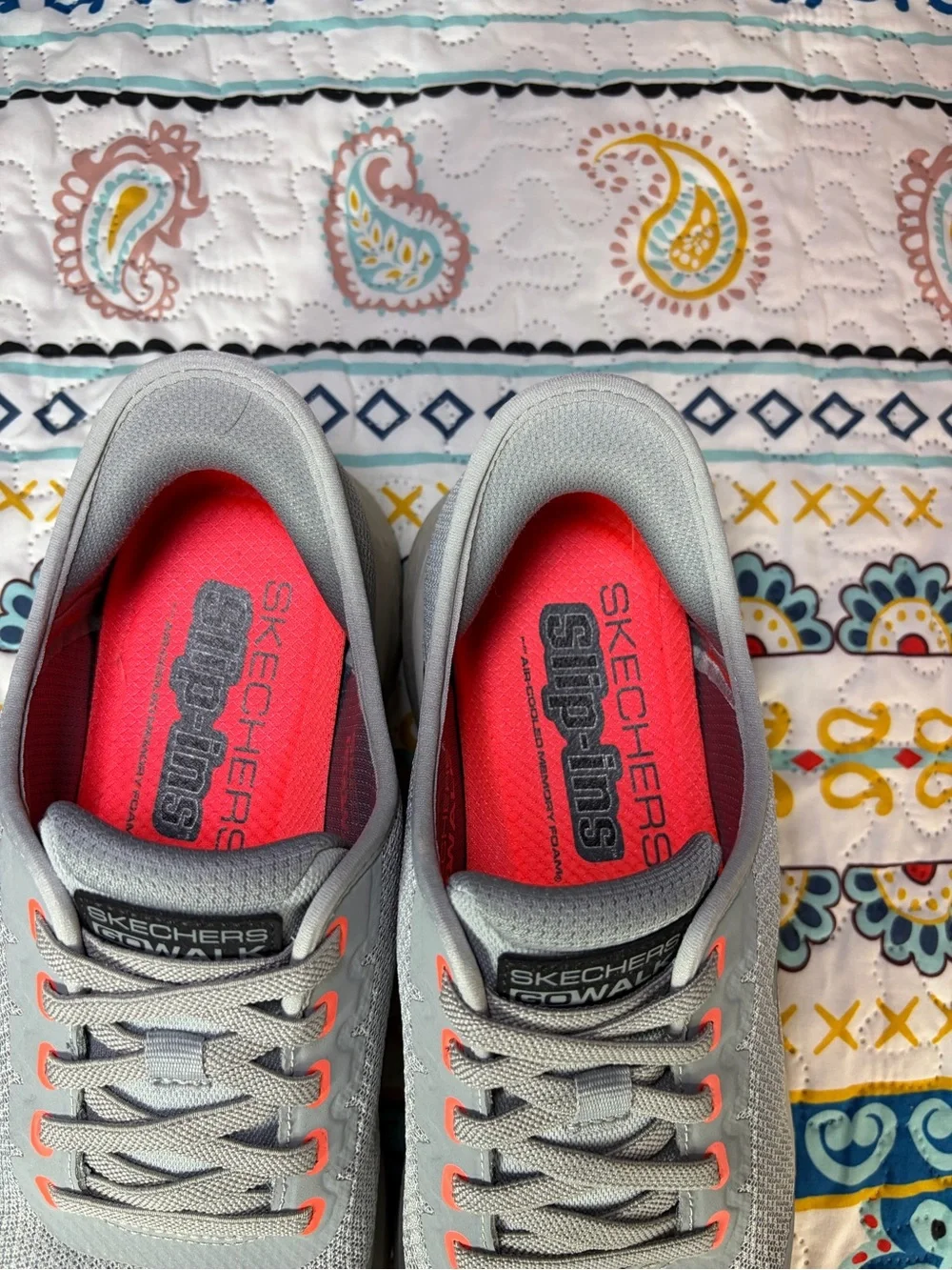Skechers Gray Sneaker with Bright Orange Lining